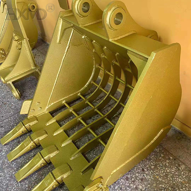 Tough Yellow Skeleton Bucket For Loader pc600 700width